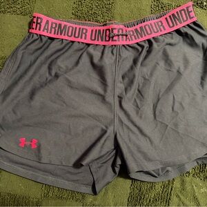 Under Armour Women's Athletic Shorts in Gray and Pink in Medium